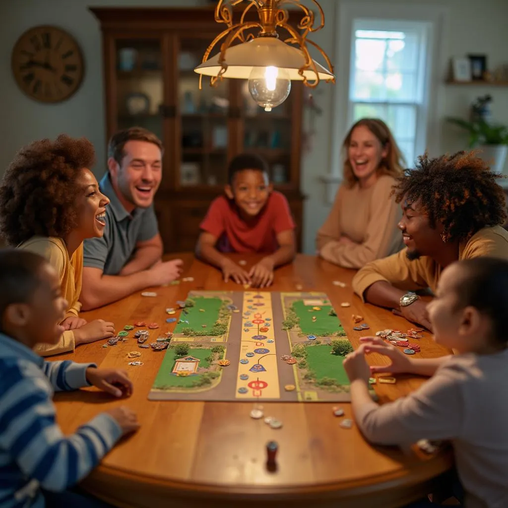 Happy family playing Chicken Road